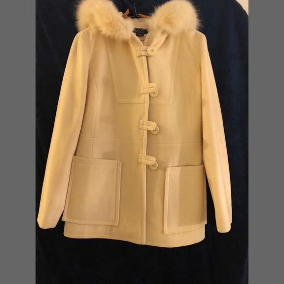 izzi Jackets & Blazers - Izzi cream winter wool coat with fur hood